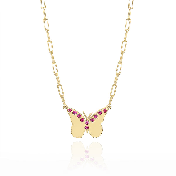 Shop Radiant Ruby Butterfly 18K Gold Pendant Online in India | Gehna |  Minimal gold jewelry, Gold pendant, Pendant